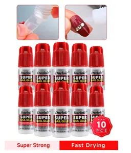 （10 Bottles） Super Nail Glue Professional Salon Quality ,Quick And Strong Nail Liquid Adhesive,Need To Cut Off Half The Tip