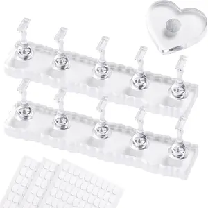 Nail Stand For Press On Acrylic Nail Holder Kit For Painting Nails Tip Arts Display With 300PCS Double-Sided Tape And 1 Heart Shaped Acrylic Stands For Nail Art Supplies