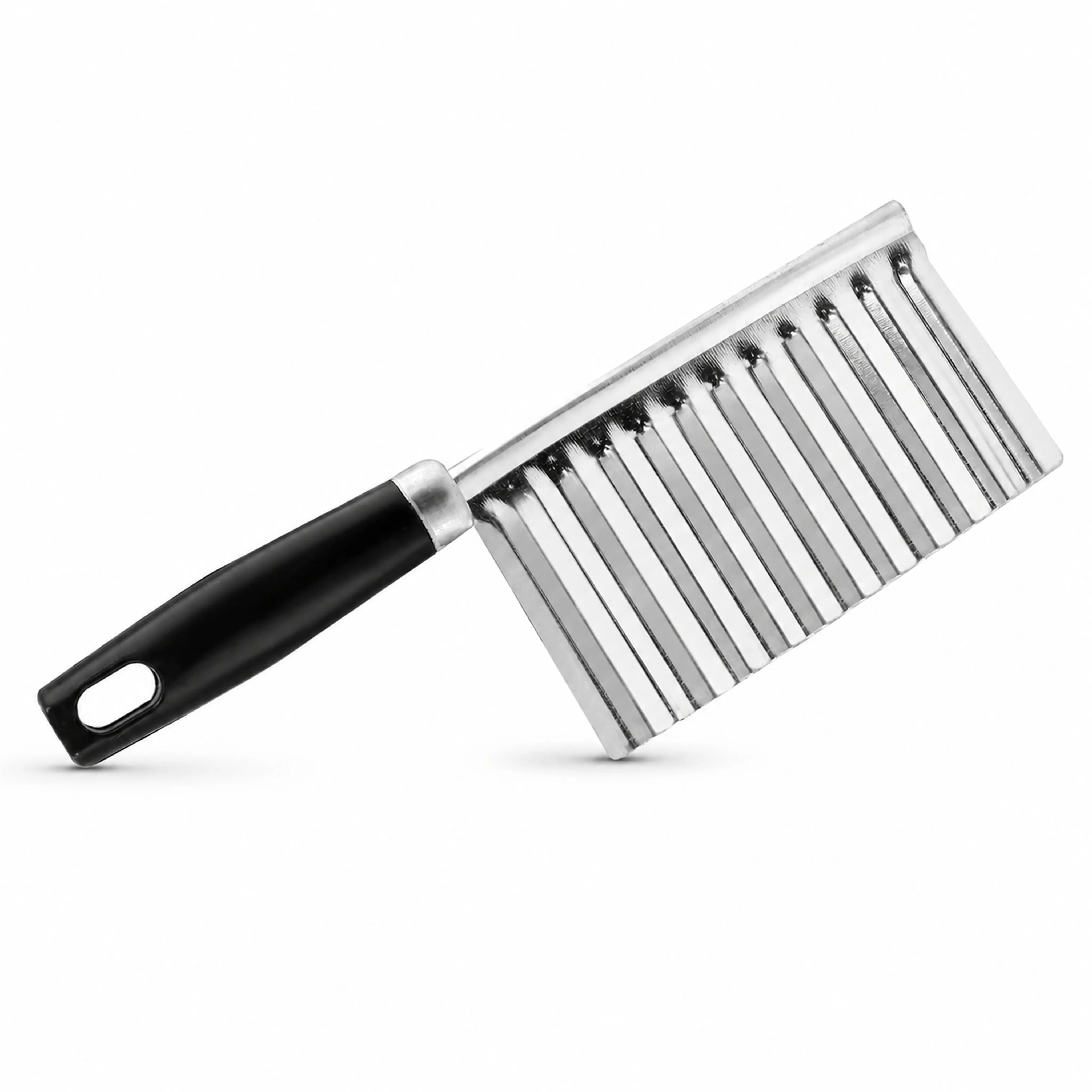 Heavy Duty Stainless Steel Wavy Vegetable Cutter with Ergonomic Handle, Crinkle Wave Slicing Tool for Home Cooking & Kid Fun Food Making
