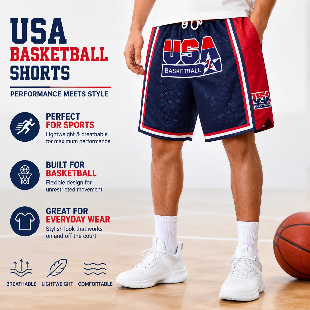 USA Basketball Shorts for Men | Lightweight Breathable Mesh Shorts for Basketball, Gym & Everyday Wear tiktokshopbacktoschool,back to school,back to school haul