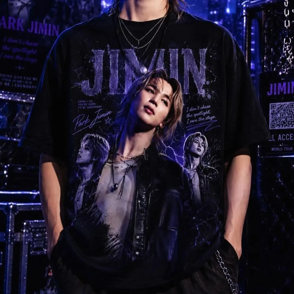 Korean Style Fashion Graphic Tee, Black and White Music Shirt, Everyday Streetwear 4RP