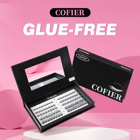 COFIER No-Glue Self-Adhesive Lash Clusters Kit, Varied-Length Soft Fibers Artificial Eyelash Cluster Set, Lightweight Long-Lasting Natural Volume, Easy-Remove False Eyelashes & Adhesives Attachment Accessories Kit for Beauty Enthusiasts, Eyelashes Cluster