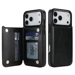 For Iphone 17 Pro Max/16/15/14/13/12/11 Wallet Case Featuring a Card Holder, Made of Faux Leather with a Kickstand, Card Slots, Double Magnetic Clasp, And a Sturdy Shockproof Cover, Wallet Type Smartphone/mobile Cases With Card Holder.