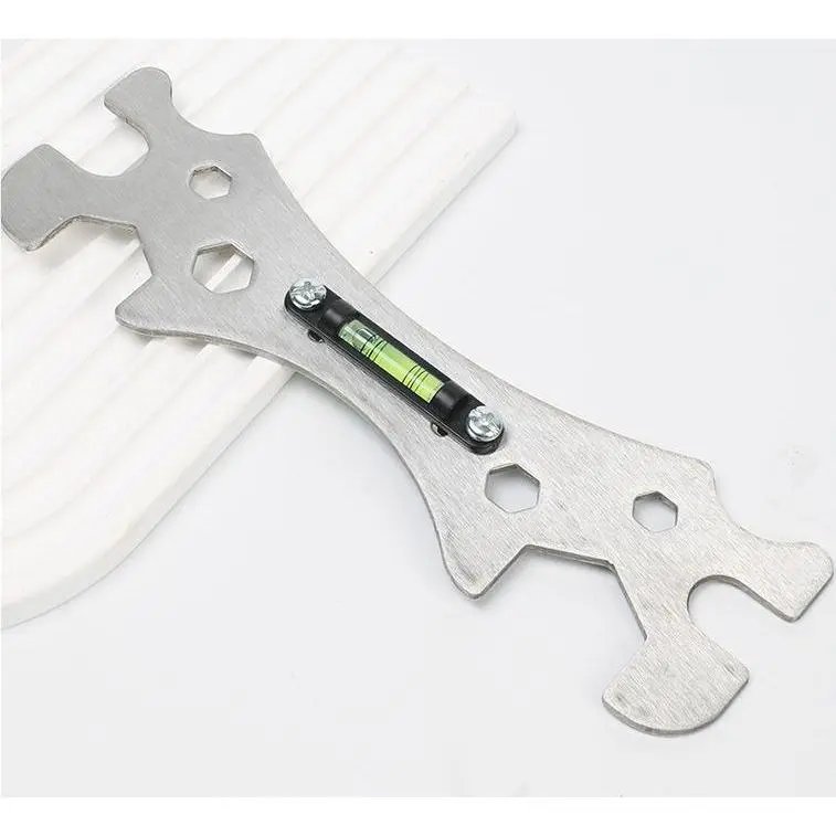Stainless Steel Shower Installation Wrench, Multi-Functional Hexagonal Level with Curved Foot Ruler,Rust-Proof Plumber's Tool for Home Bathroom,Bathroom Installation Tool,Ergonomic Tool Design,Durable Construction,Cycling,Outdoor,Plumbing and Repair