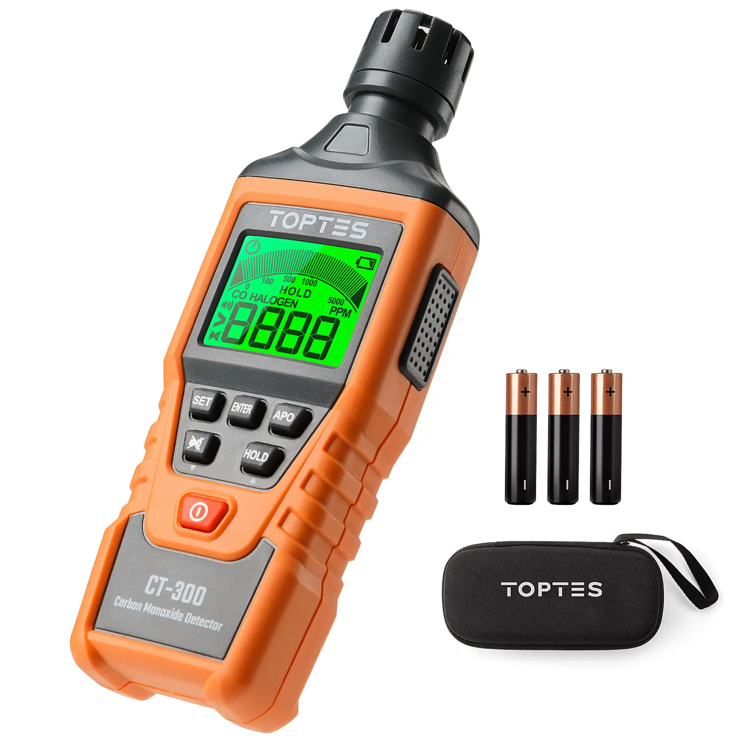 TOPTES CT-300 Portable CO Detector - Orange