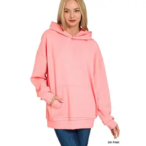 Zenana Oversized Scuba Hoodie with Kangaroo Pocket