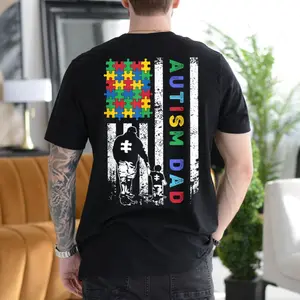 Autism Dad American Flag Shirt, Autism Awareness Sweatshirt, Gift For Dad Hoodie, Autism Warrior Tee, Unisex Sweater Pullover Tee