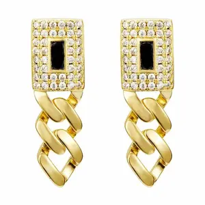 Mother's Day gift Unisex 4mm Cuban Link IcedOut CZ Earrings Stainless Steel Miami EarromgHip Hop Jewelry Stainless Steel Jewelry Hip Hop Rap Punk Style Titanium Steel Fashion Accessories Birthday Party Daily Decoration Fashion  Valentine's Day Gift men's