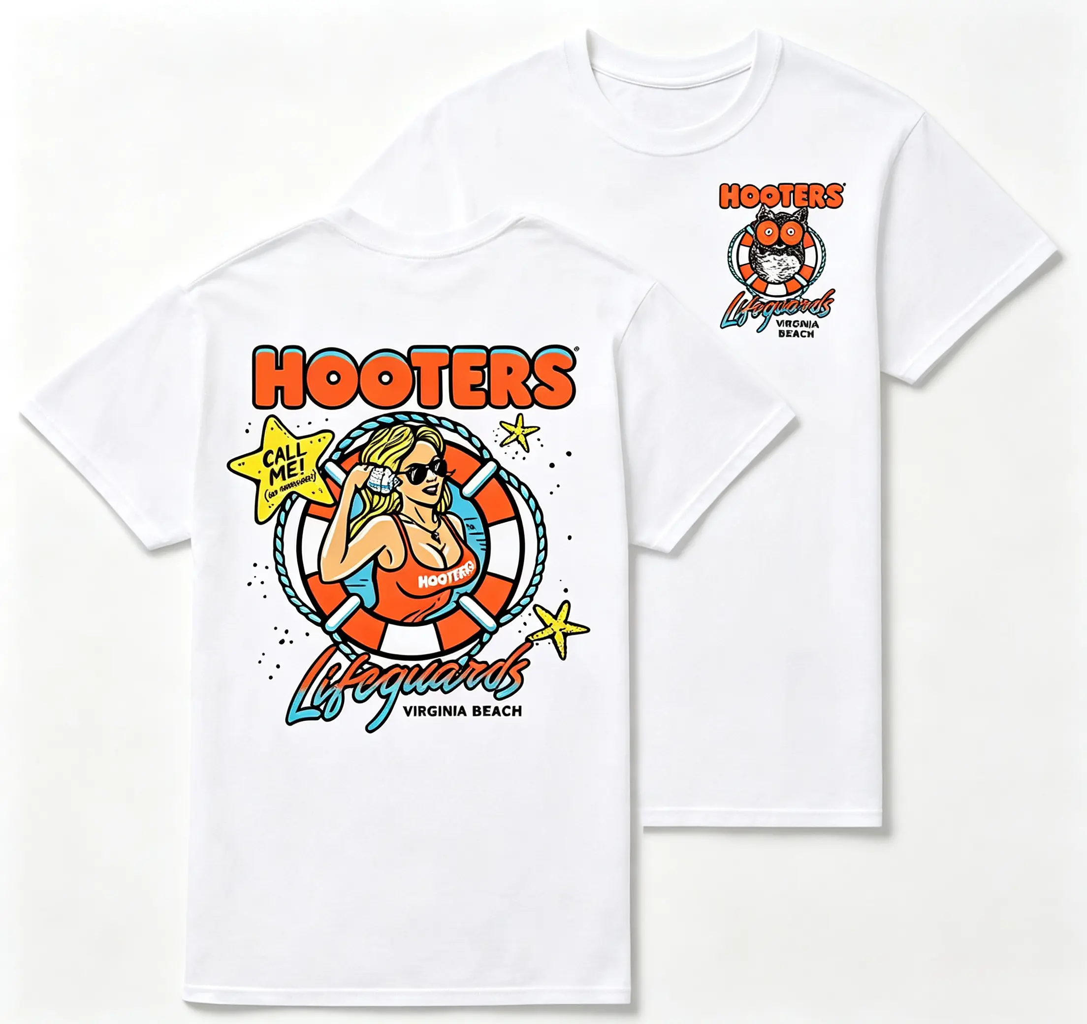100% Cotton,Hooters Lifeguards T Shirt