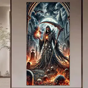 1pcs 5D DIY diamond painting kit, 5D diamond art set, DIY decoration, Grim Reaper scythe diamond painting kit full round drill DIY, mosaic, diamond art, DIY art home decoration, suitable for Halloween and Christmas, Handcraft