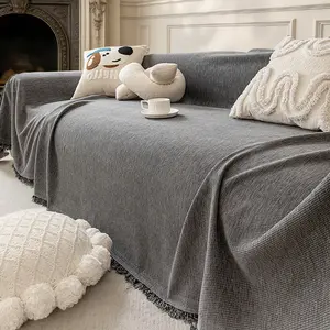 Classic Single-Color Sofa Cover, Dustproof Washable Sofa Slipcover Non-Slip Pet-Friendly Couch Pad, All-Season Easy Clean Removable Soft Sofa Protector