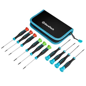 #fathersdaygift DURATECH Precision Screwdriver Set, 10 PCS Magnetic Small Screwdriver Set with Pouch, Phillips, Slotted, and Torx Star, Cr-V Steel, Mini Screw Drivers for Eyeglasses, Watches, Laptops, Phones
