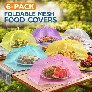 6 Pack Colored Mesh Food Cover Tents – Reusable Collapsible 17" Pop-Up Food Net Protector for BBQ, Picnics, Parties – Summer Sale, Mid Year Sale, Deals for You, Restock