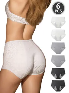 6Pcs Cotton Thickened Absorbent Anti-Side Leakage Panies For Women,Period Underwear