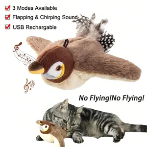 Interactive Cat Toys Flapping Bird (No Flying) Interactive Cat Exercise Toys for All Breeds Cat Rechargeable Flapping Bird Sparrow Kitten Toys Pet Gift Pet Toy