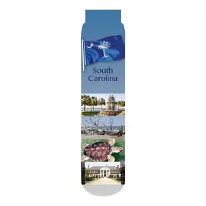 South Carolina Flag State Images Crew Socks, Blue Spandex Womenswear