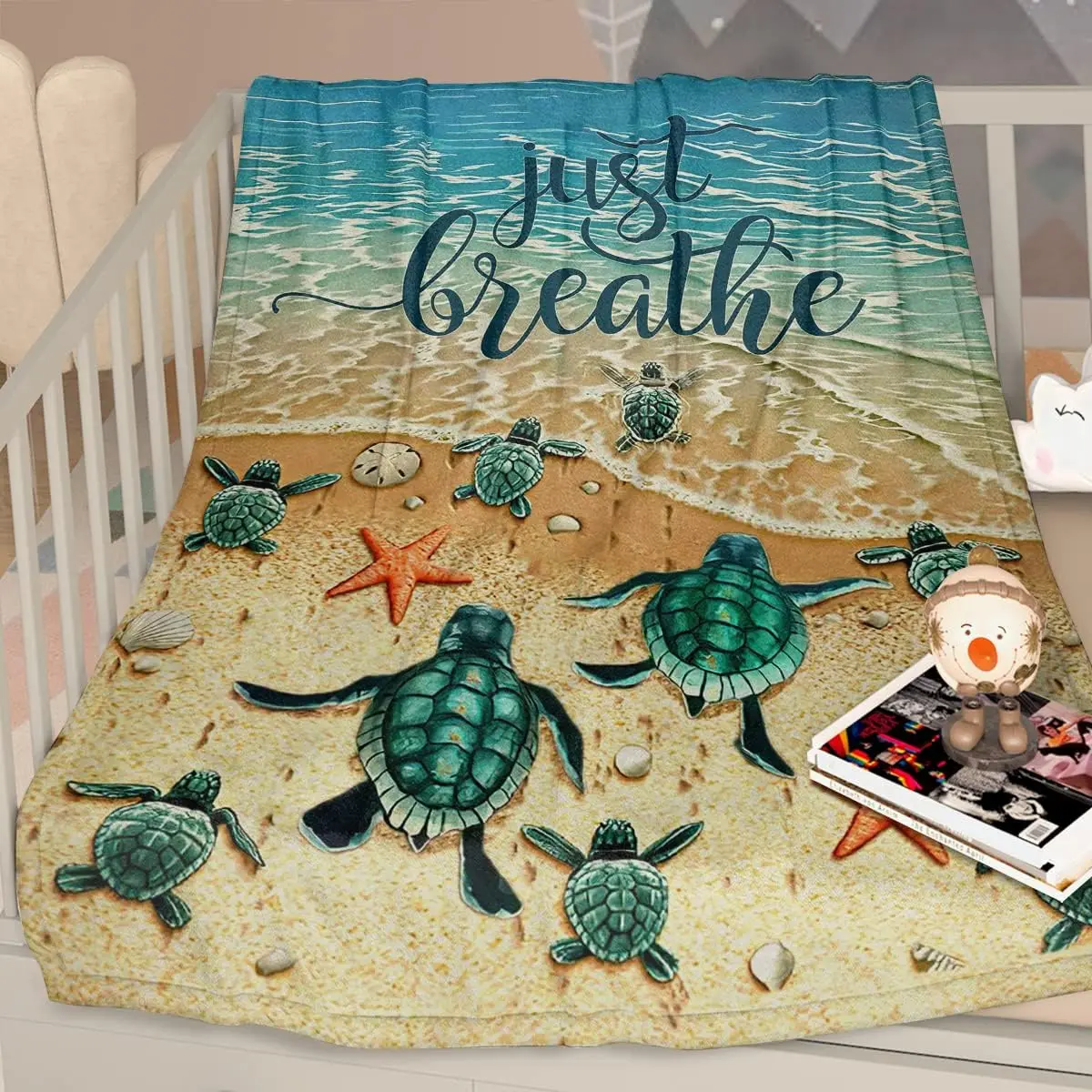 SLEEPWISH Ultra-Soft Sea Turtle Flannel Throw Blanket - Cozy Warm Blanket, Multi-Size Option (30x40 in), Wrinkle Resistant, Ocean Animals Themed, for Teens, Living Rooms & Travel Sofa Bed