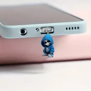 Skull Acrylic Dust Plug for Apple & Type-C Ports, Fashionable Phone Protection Accessory, Stylish Skull Design, Durable Material, Phone Accessories