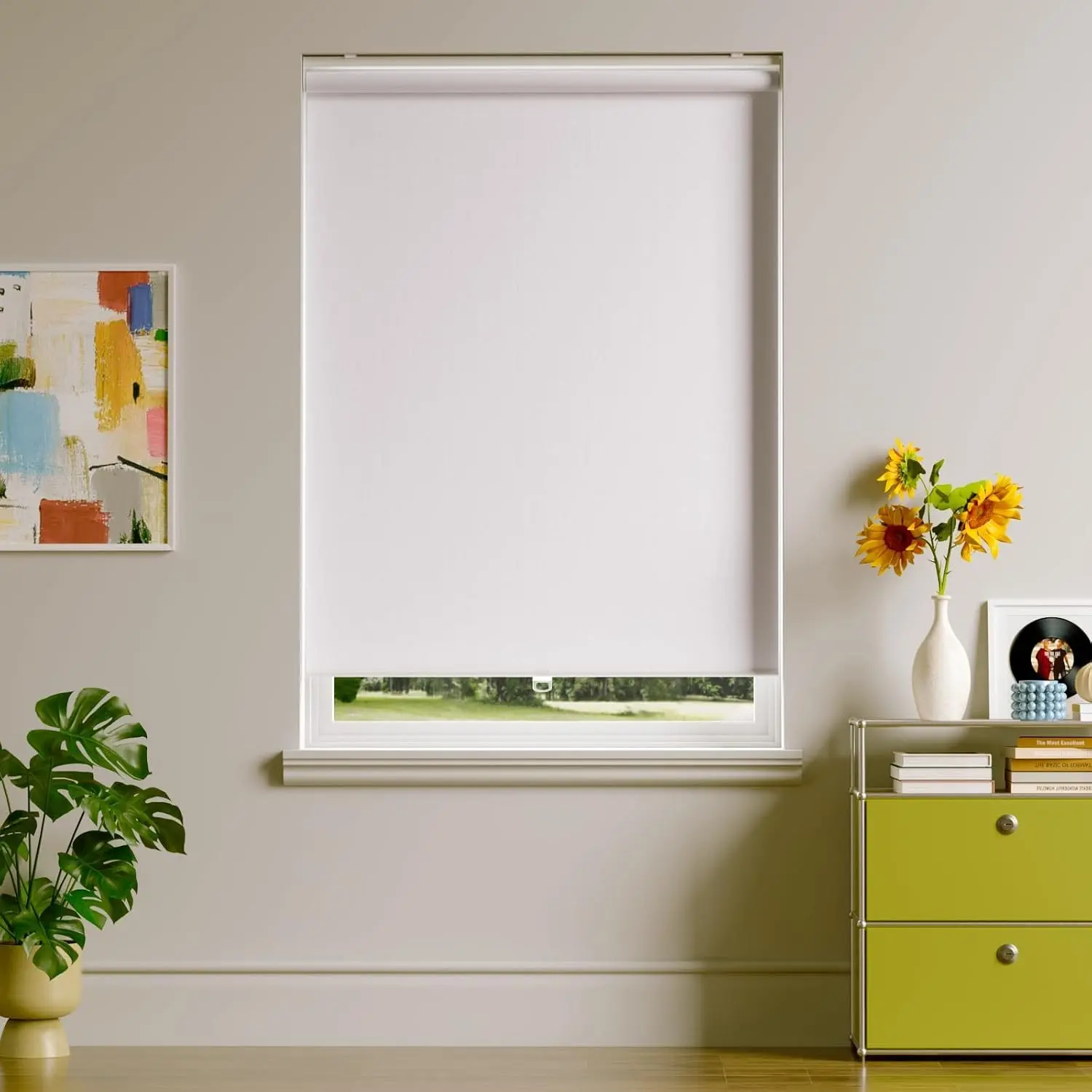 Cordless Blackout Roller Blinds Pull Down Temporary Shades for Home Inside Mount Door Curtains Thermal Insulation Treatments White 35" W x 72" H