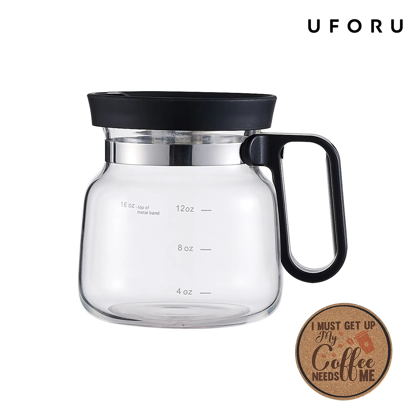 UFORU Coffee Mug with Lid 16oz Glass Creative Cup, Coffee Lovers' Top Choice,Dimensions: 4.9inches tall, 3.8 inches wide, Includes Coaster, Ergonomic Handle Design, a little surprise for your loved one #SummerWins#DFYD