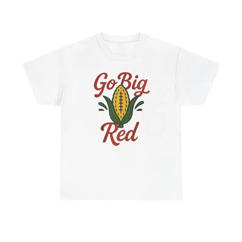 Football T-Shirt, Nebraska Huskers Fan Tee, Big Red Corn Shirt, Game Day Apparel, Sports Fan Gift Everyday Comfort & Style