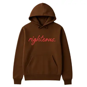 Brown Righteous Hoodie (Red Lettering)