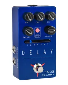 FLAMMA FS03 Electric Guitar Delay Effects Pedal with Looper Stereo Digital Sound 6 Delay Effects Storable Preset Tap Tempo Trail On True Bypass for Pedal Boards