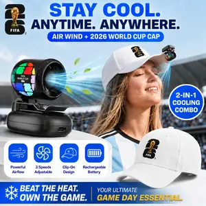 2026 FIFA World Cup Clip-On Fan + Cap Combo | Stay Cool at Games! 360° airflow Rechargeable Cooling Fan,Powerful cooling, effective sun protection, World Cup souvenir set, perfect as a gift for friends and family.