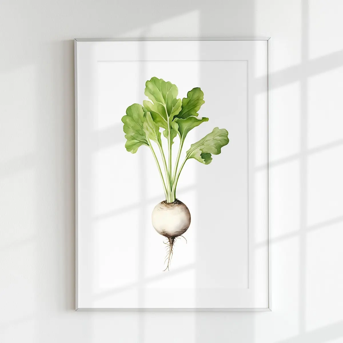 Turnip Print Vegetable Food Poster Healthy Wall Art Decoration Botanical Vintage Minimal Poster Cooking Kitchen Vegan Salad Garden, Unframed