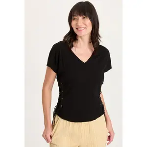 Sandro Jersey Lace-Up Top