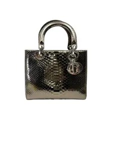 Pre-owned Dior leather Crossbody Bags Christian Lady Black Python Handle Bag DR763