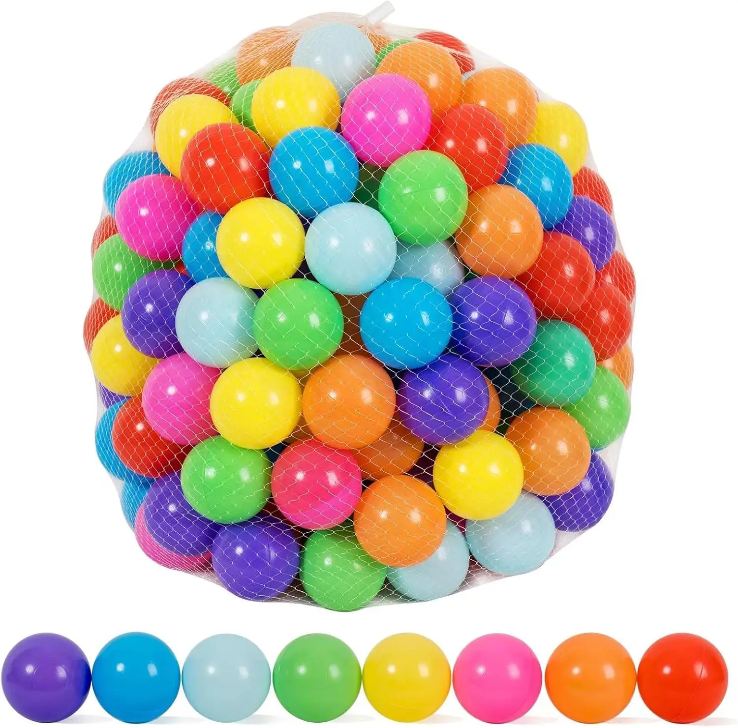 100 Counts Ball Pit Balls, Colorful Plastic Balls for Ball Pit for Kids, Reusable Ballpit Balls with Storage Bag for Indoors and Outdoors Activities