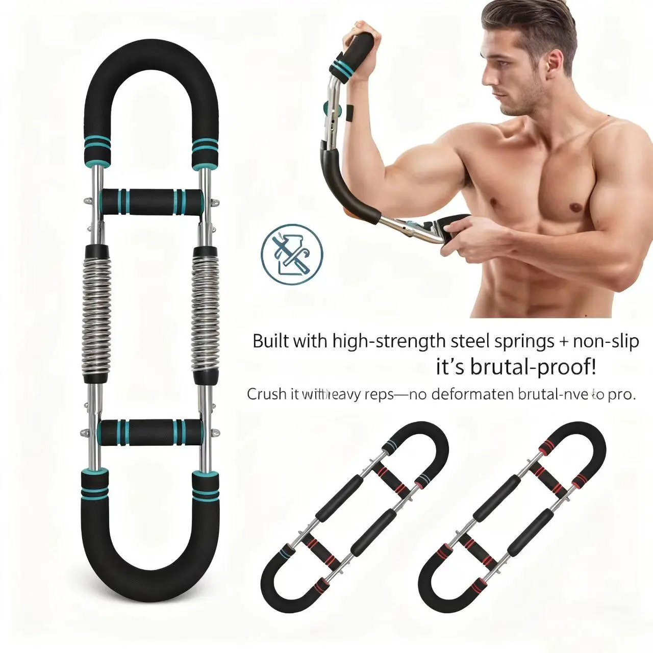 Multifunctional U-shaped Arm Exerciser, Adjustable Spring Arm Stretcher for Men;  Chest Muscle Training Device with 3 Gear Adjustment, Home Fitness Equipment for Arm Strength Training & Daily Home Workouts Portable Arm trainer  strengthen chest, Steel, Ar