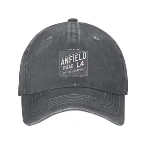 Adjustable Cotton Anfield Baseball Cap - Lightweight, Curved Brim Dad Hat with "Creative ANFIELD ROAD LAKE LIVERPOOL" Print, Perfect for Outdoor, Hand-Washable, for Men and Women, Outdoor Headwear |   Curved Brim Hat |   Lightweight Ha