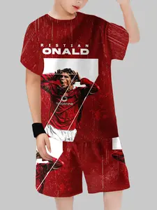Manchester United Ronaldo Classic Celebration Printed Set | Soccer Fan T-shirt & Shorts