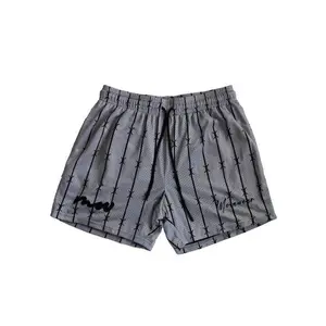 Gray Barbed Wire Mesh Shorts Menswear Parachute Pocket Man