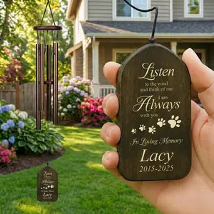 Personalized Pet Memorial Wind Chime - Custom Pet Sympathy Gift