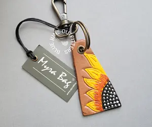 Leather Sunflower Key Chain by Myra Bag