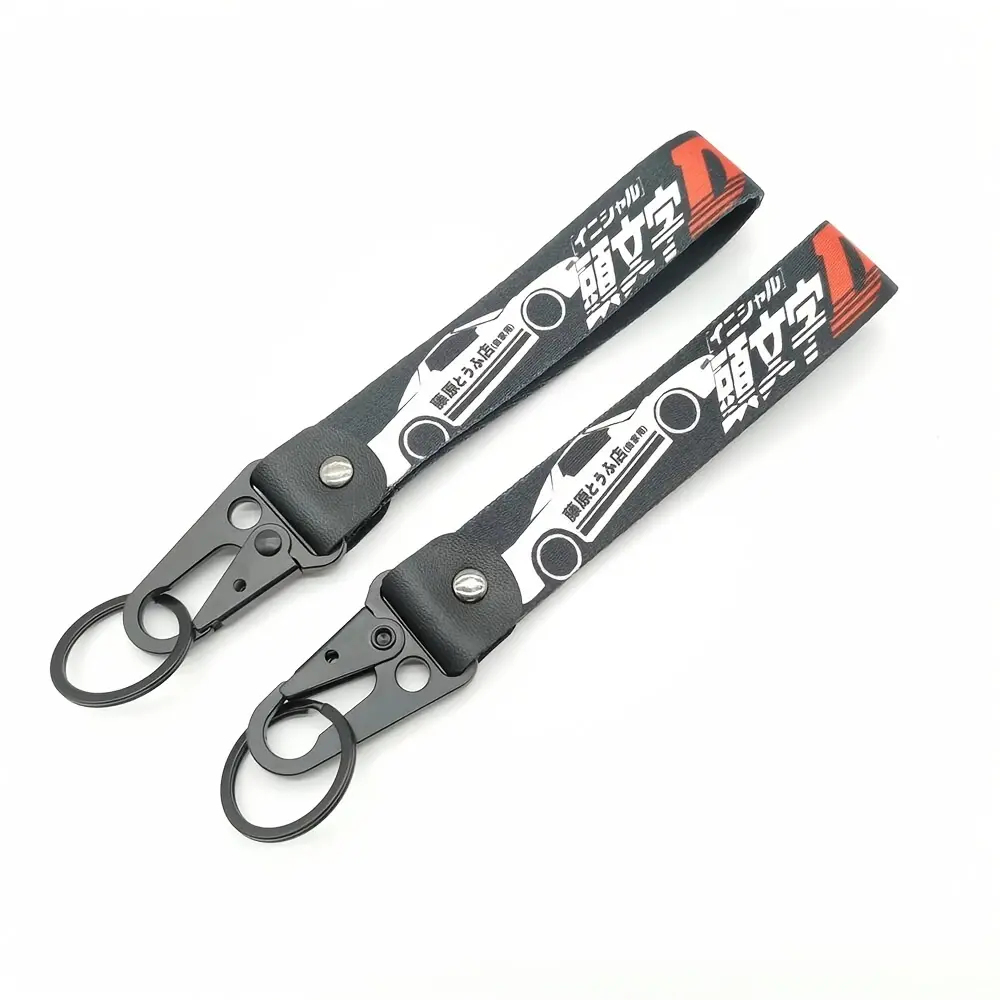 Initial D Racing Keychain - JDM Car Key Tag Spring Clip Lanyard - Modified Nylon Motorcycle Keyring Auto Key Holder Accessories