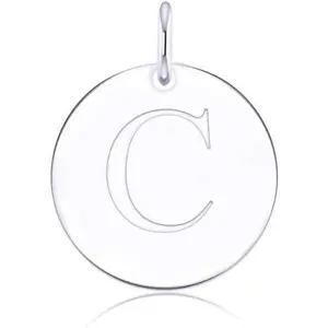 925 Sterling Silver Mini Initial Disc Round Charm Pendant for Women Jewelry