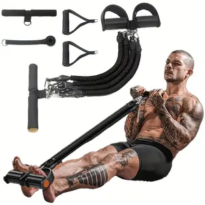 This 5-in-1 multifunctional home fitness device, resistance band, leg stretcher, sit-up helper and yoga equipment tones arms, legs and core, great for indoor and outdoor training.