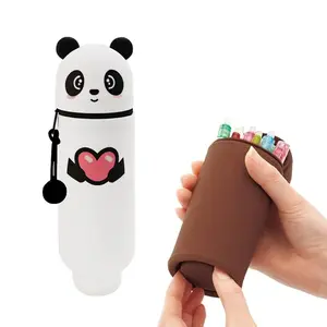 Cute Silicone School Document Bag, Stationery, Desk Pin Clip, Zipper, Colored Pencils & Markers, High 18.5cm, 2-In-1 Design, Ideal for Students