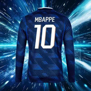 2026 France National Home Blue 10# Mbappe 7# Dembele Short And Long Sleeve Soccer Jersey Fans Version