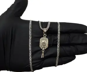 Hat pendant with 3mm cuban chain, both 925 silver