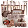 Face Makeup Tool Set, Portable Travel Facial Makeup Blending Brush & Cleansing Tool Kit for Daily Use, Professional Makeup Tools for Women