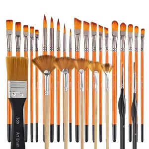 32-piece artist brush set-multifunctional nylon bristles for acrylic, oil, watercolor and watercolor-including round, angle, flat, flat, fan and detail brush-suitable for students and beginners-ideal painting and painting-a good gift for art lovers.