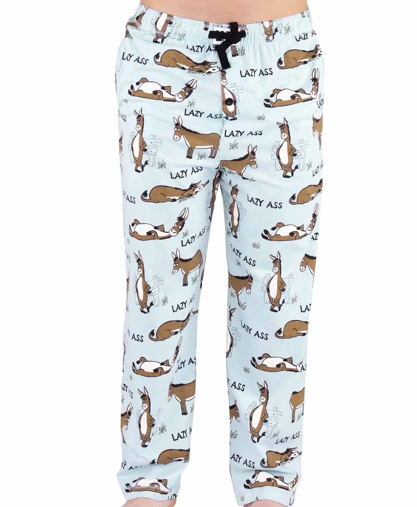 Funny Novelty Pajama Pants for Men – Lazy Ass Donkey Graphic Lounge Sleep Pants