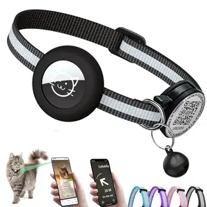 Airtag Cat Collar with QR Name Tag & AirTag Case Holder for Apple Tag, 2 IN 1 Protection Reflective Kitten Collar for Cats Kitten Puppy（Airtag Not include）