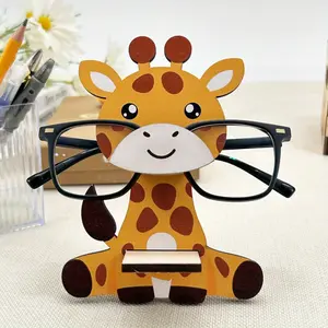 Cute Wooden Eyeglass Holder, Giraffe Animal Display Stand, Nightstand Home Office Desk Glasses storage Glasses Case Holder Birthday Christmas Holiday New Year Business Gifts for Men Women Adults