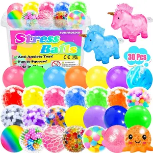 30Pcs XL Stress Balls, Large Squishy Balls for Adults, Squeeze Balls, Octopus Fidget Balls for Stress Relief, ADHD, Classroom Prizes, Easter Party Favors, Goodie Bag Stuffers